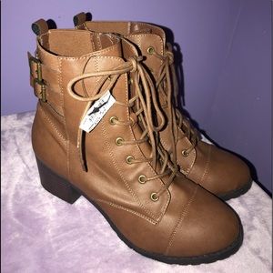 Brown combat boots